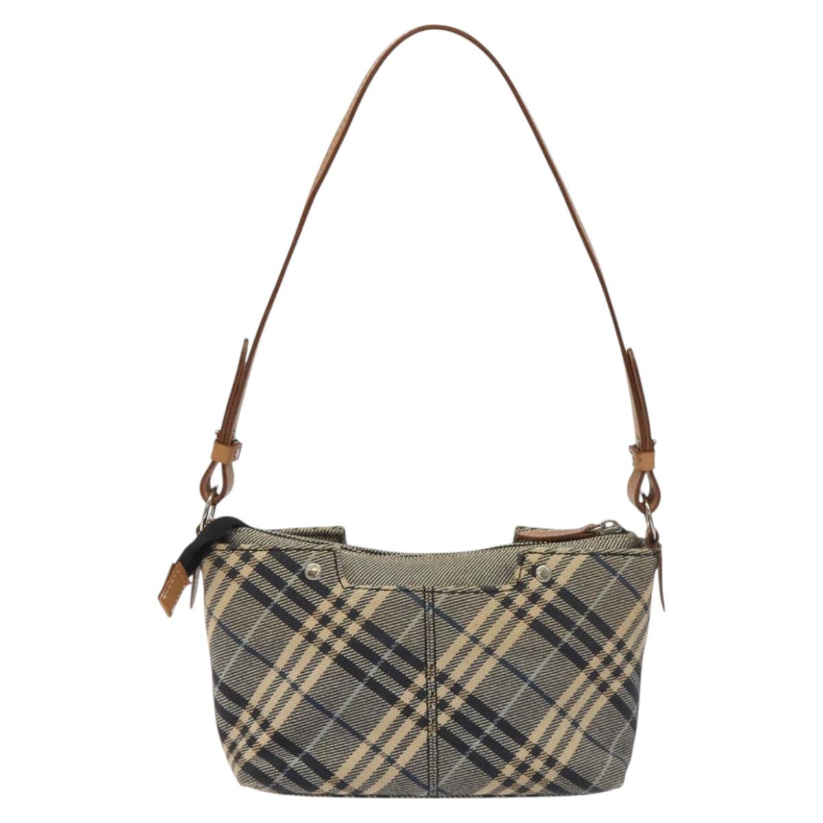 Burberry Nova Check Blue Canvas Shoulder Bag (Pre-Owned)