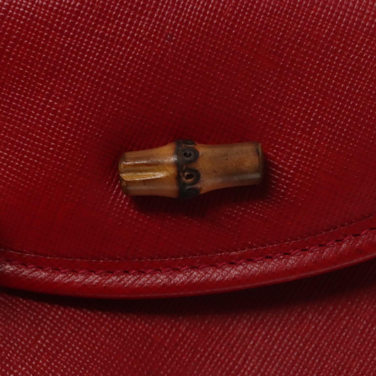 Gucci Bamboo Red Leather Shoulder Bag (Pre-Owned)