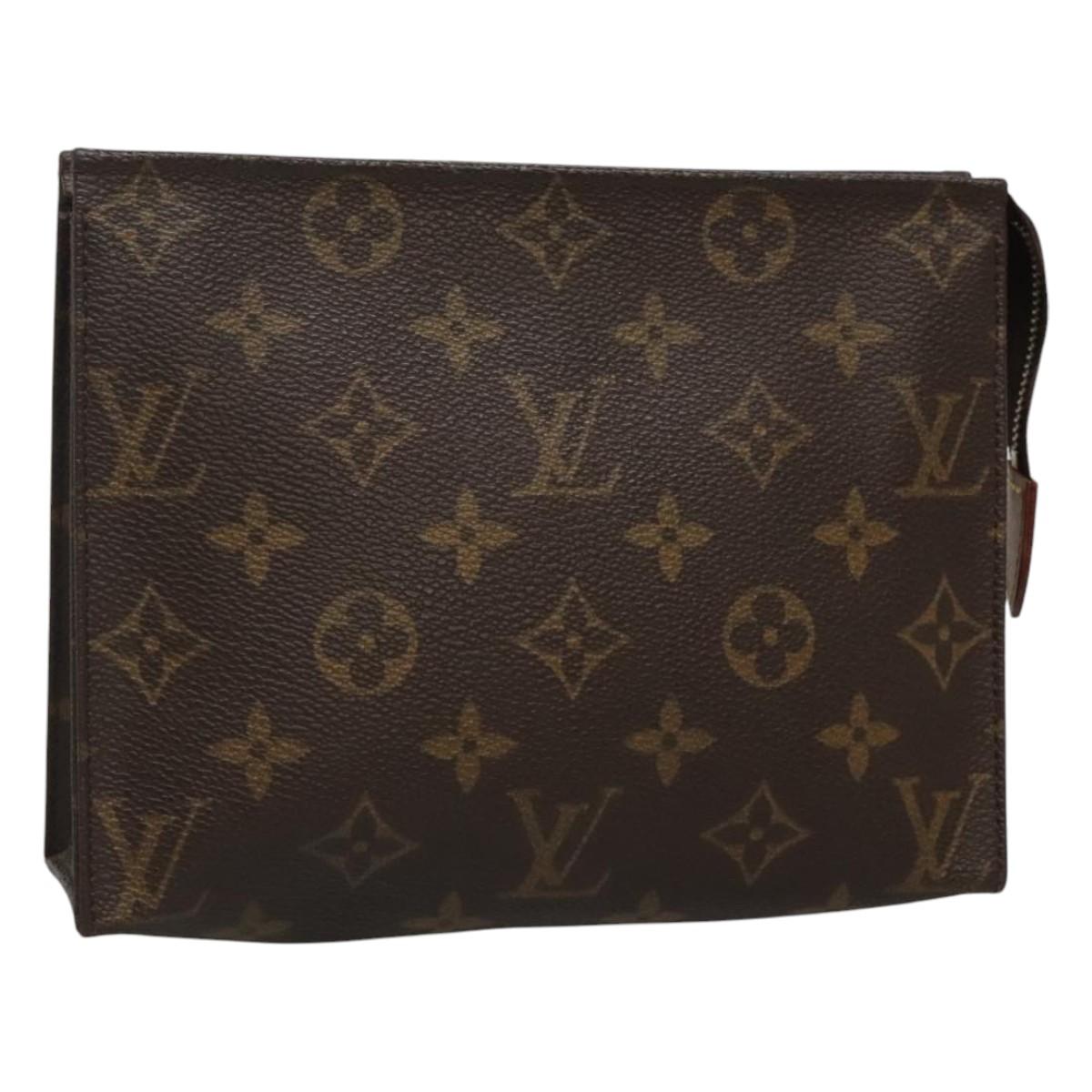 Louis Vuitton Poche Toilette Brown Canvas Clutch Bag (Pre-Owned)