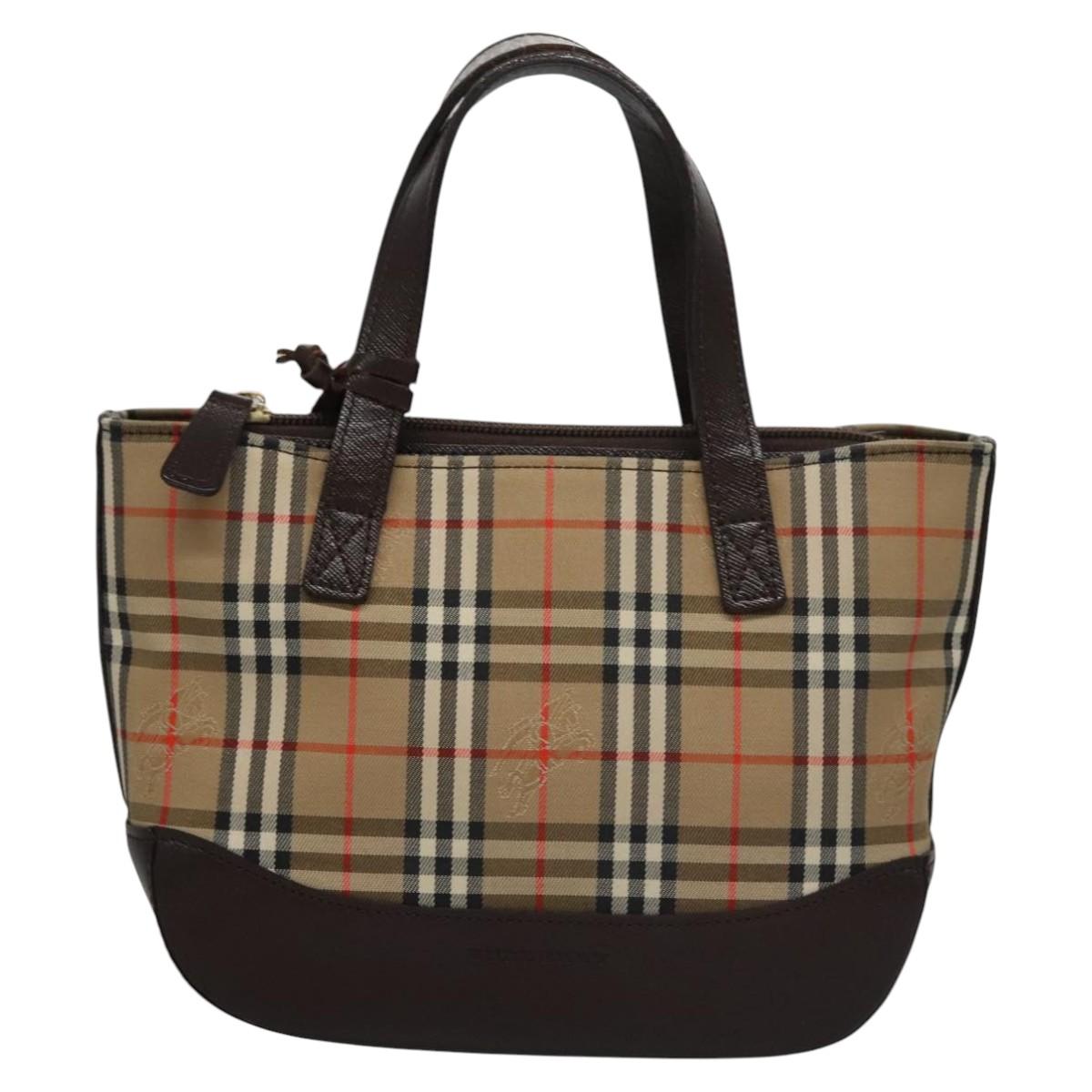 Burberry Nova Check Beige Canvas Handbag (Pre-Owned)
