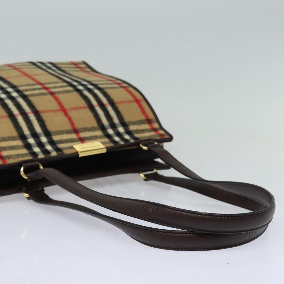 Burberry Nova Check Beige Wool Shoulder Bag (Pre-Owned)