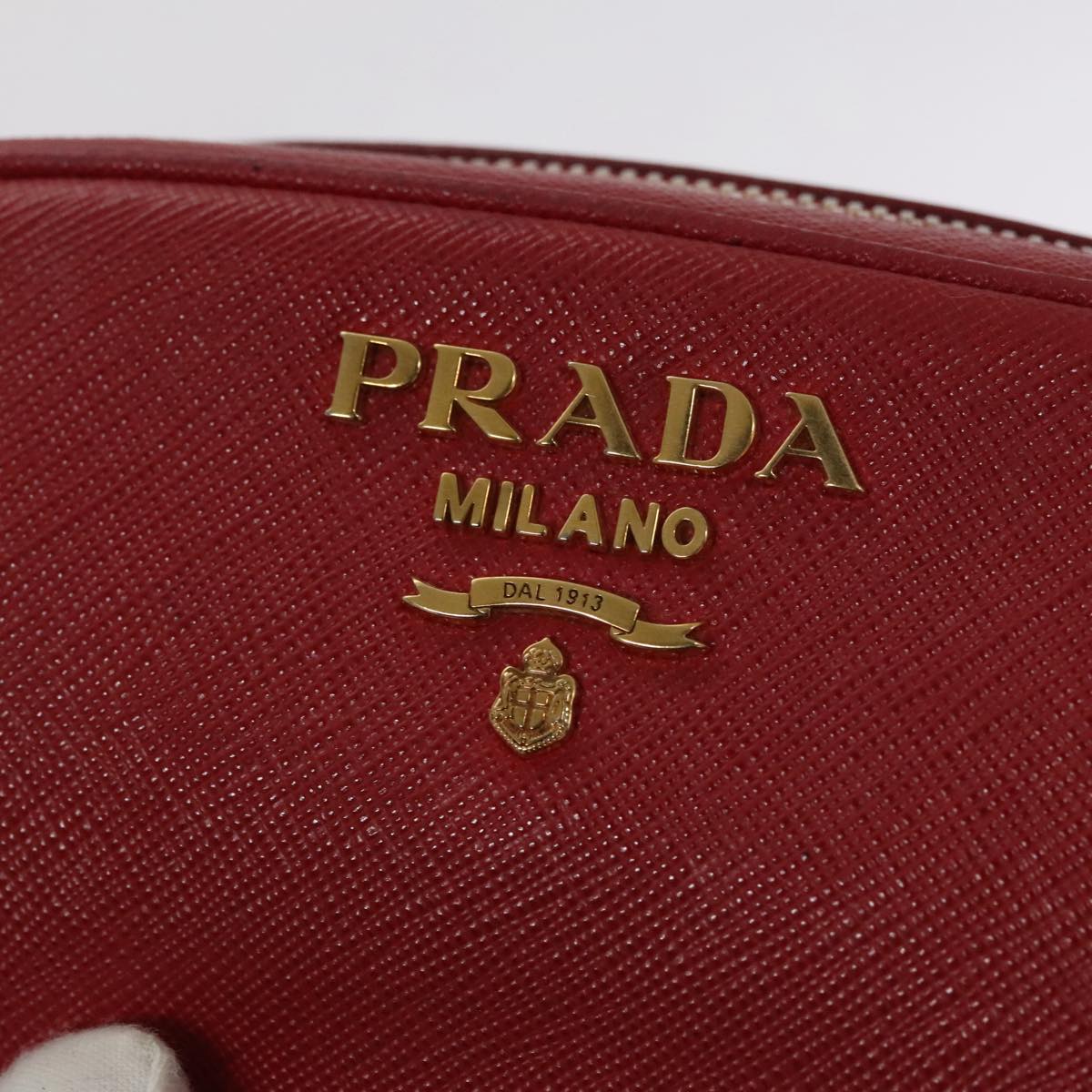 Prada Saffiano Red Leather Shoulder Bag (Pre-Owned)