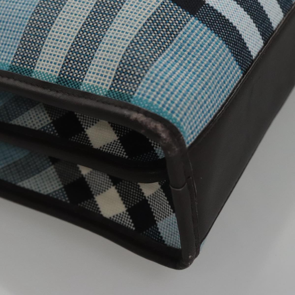 Burberry Nova Check Blue Canvas Handbag (Pre-Owned)