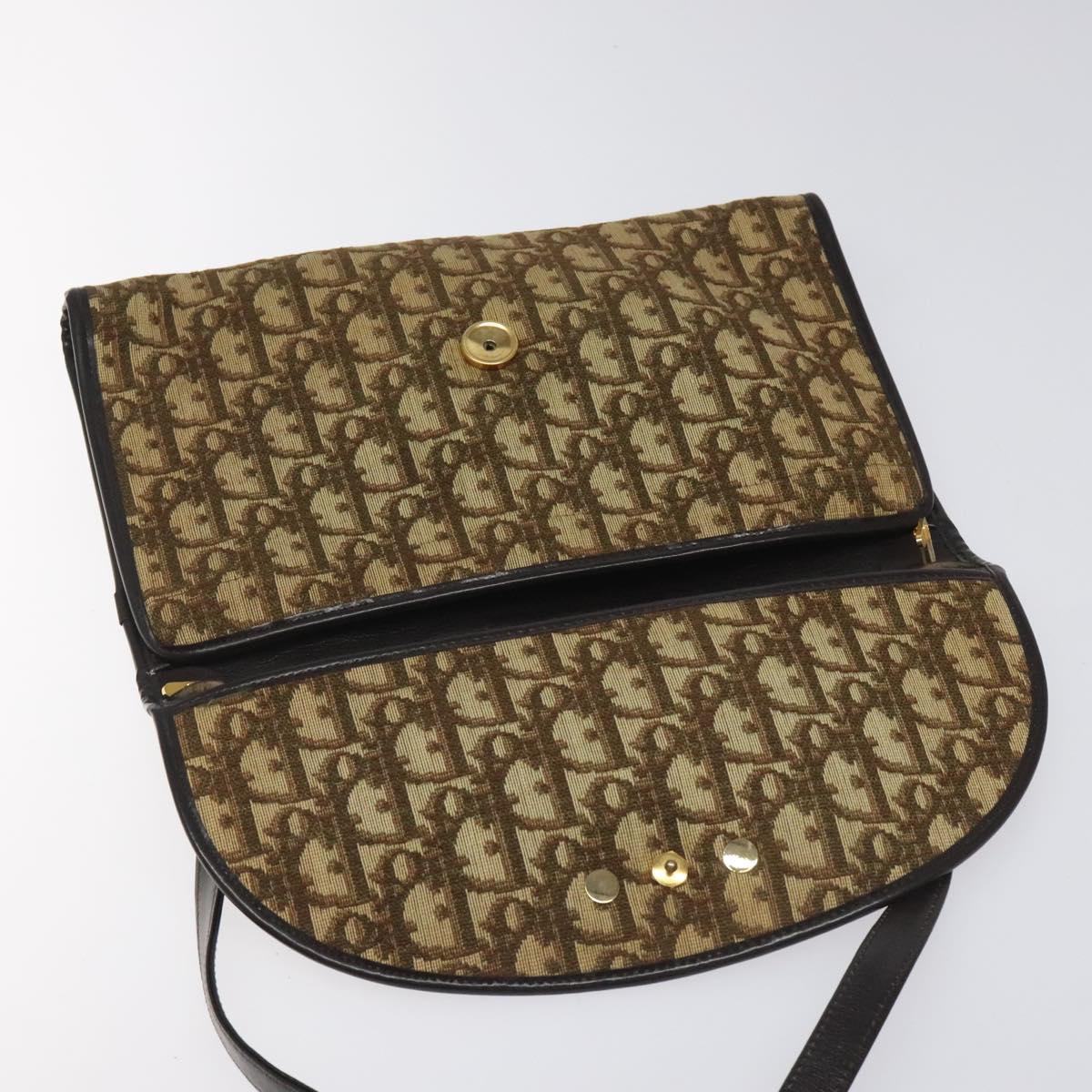 Dior Trotter Brown Canvas Shoulder Bag (Pre-Owned)