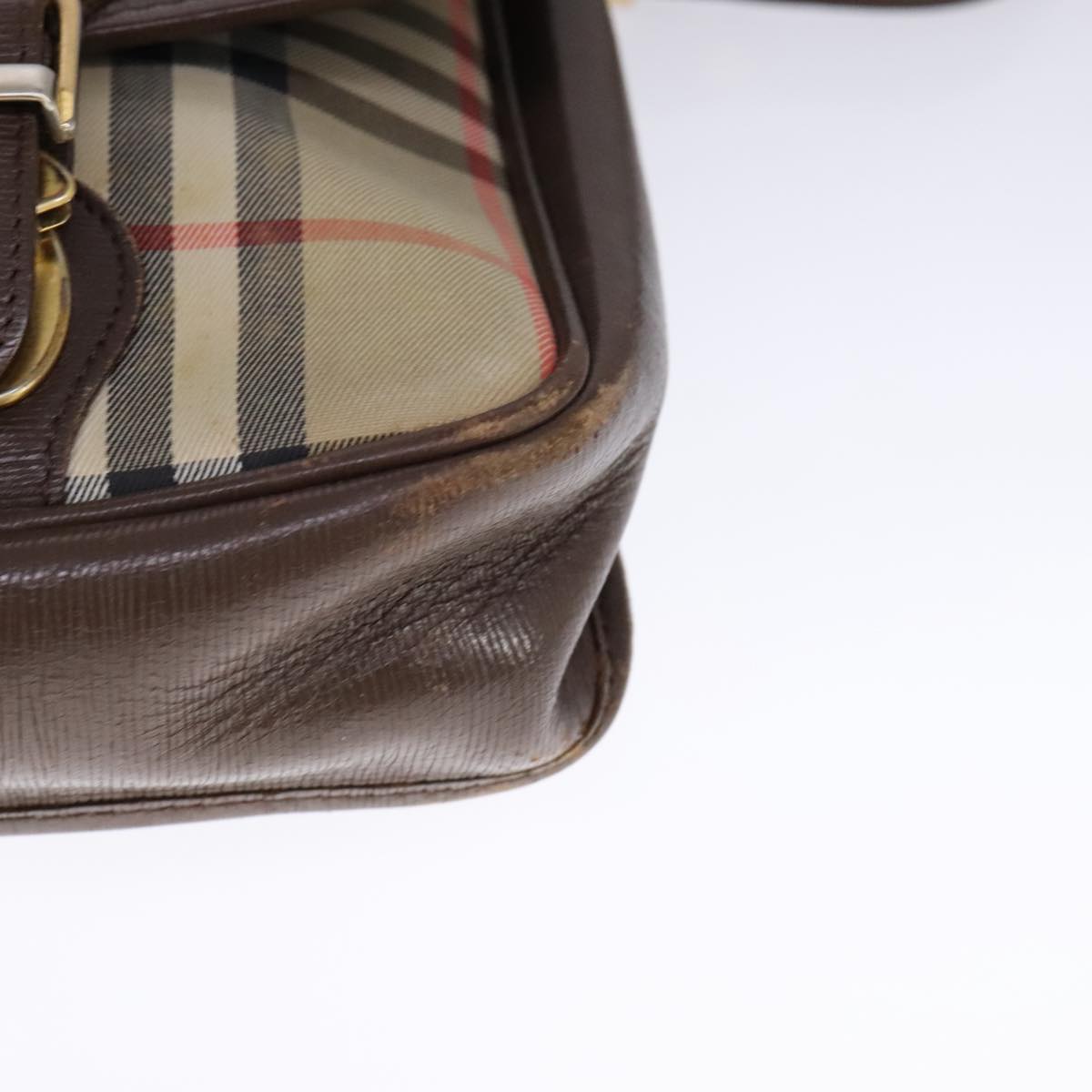 Burberry Haymarket Beige Canvas Shoulder Bag (Pre-Owned)