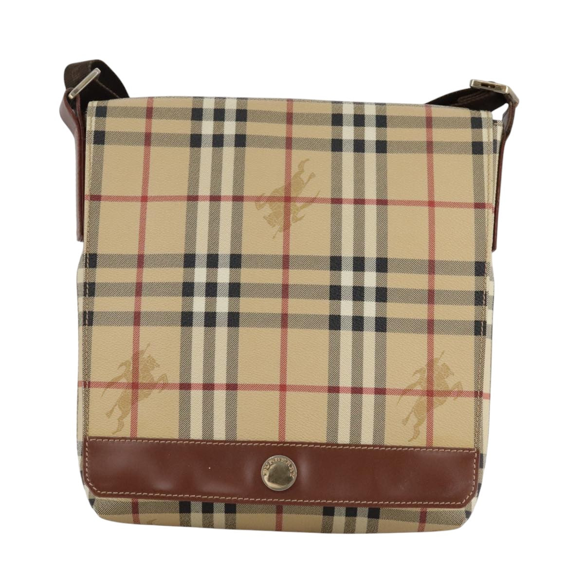 Burberry Nova Check Beige Canvas Shoulder Bag (Pre-Owned)