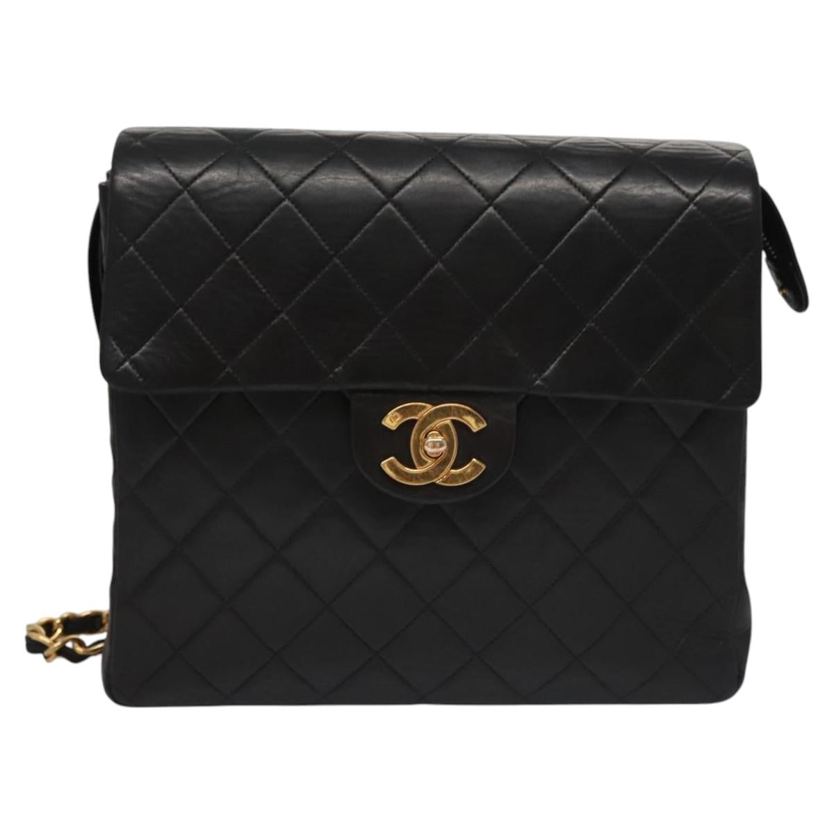 Chanel Single Flap Black Leather Backpack Bag (Pre-Owned)