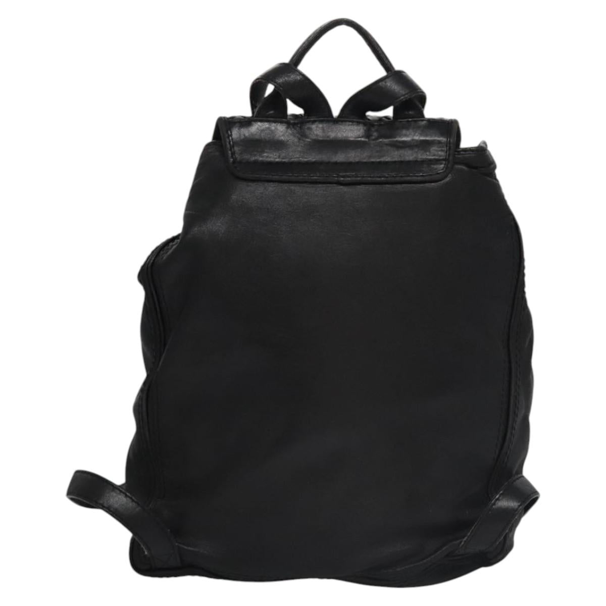 Bottega Veneta Intrecciato Black Leather Backpack Bag (Pre-Owned)