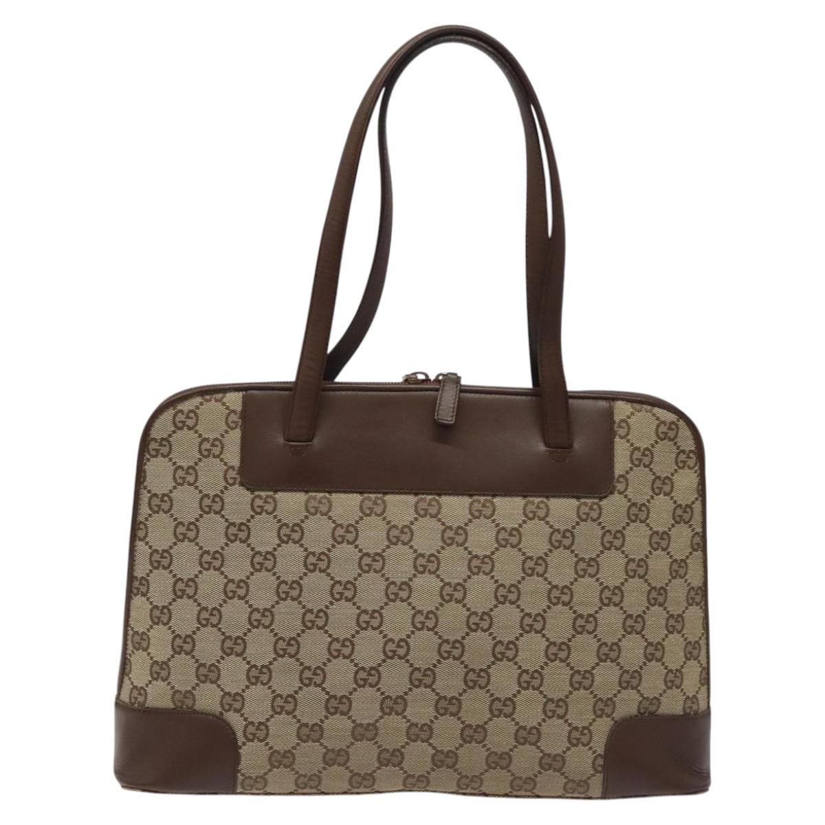 Gucci Gg Canvas Beige Canvas Shoulder Bag (Pre-Owned)