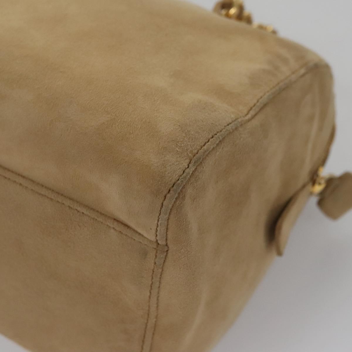 Prada Triangle Logo Beige Suede Handbag (Pre-Owned)