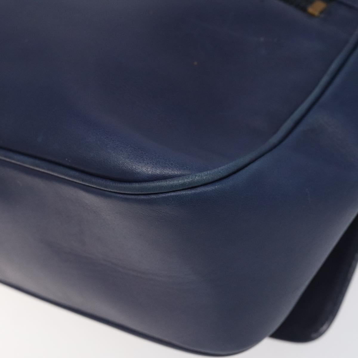 Céline Logo Du Cercle Blue Leather Shoulder Bag (Pre-Owned)