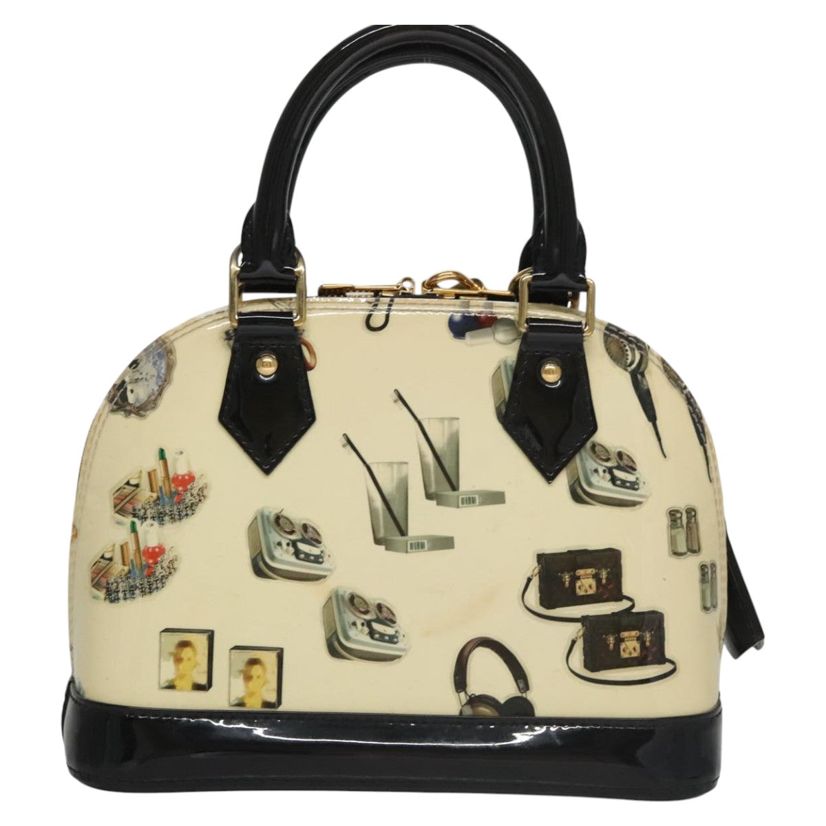 Louis Vuitton Alma Bb Ecru Patent Leather Handbag (Pre-Owned)