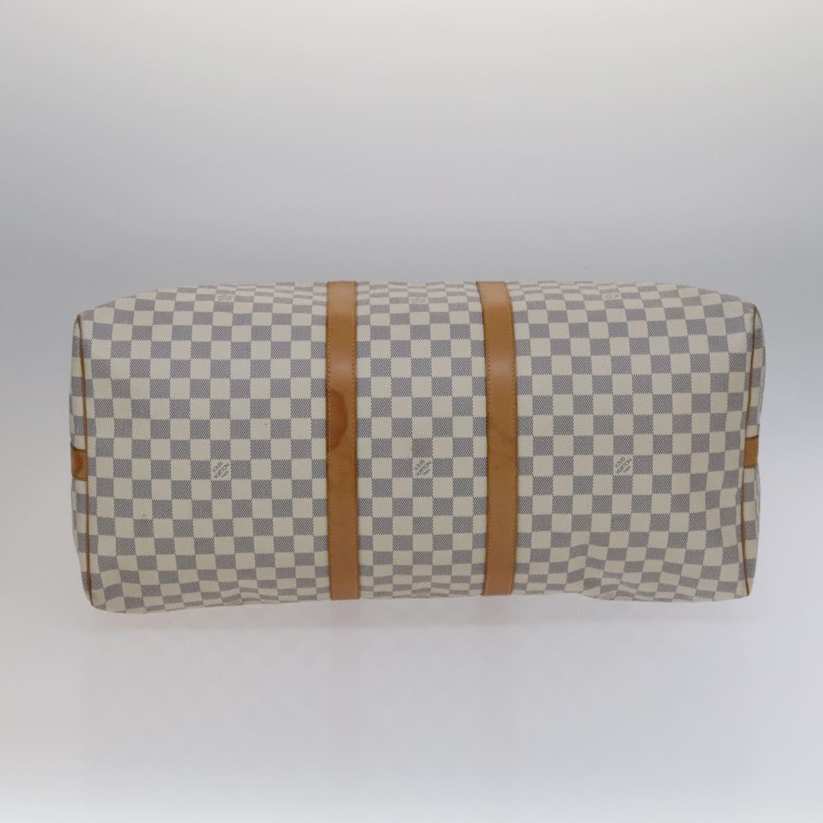Louis Vuitton Keepall Bandouliere 55 White Canvas Travel Bag (Pre-Owned)