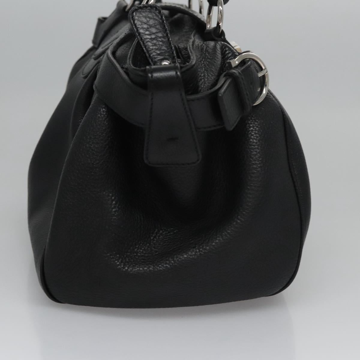 Salvatore Ferragamo Gancini Black Leather Handbag (Pre-Owned)