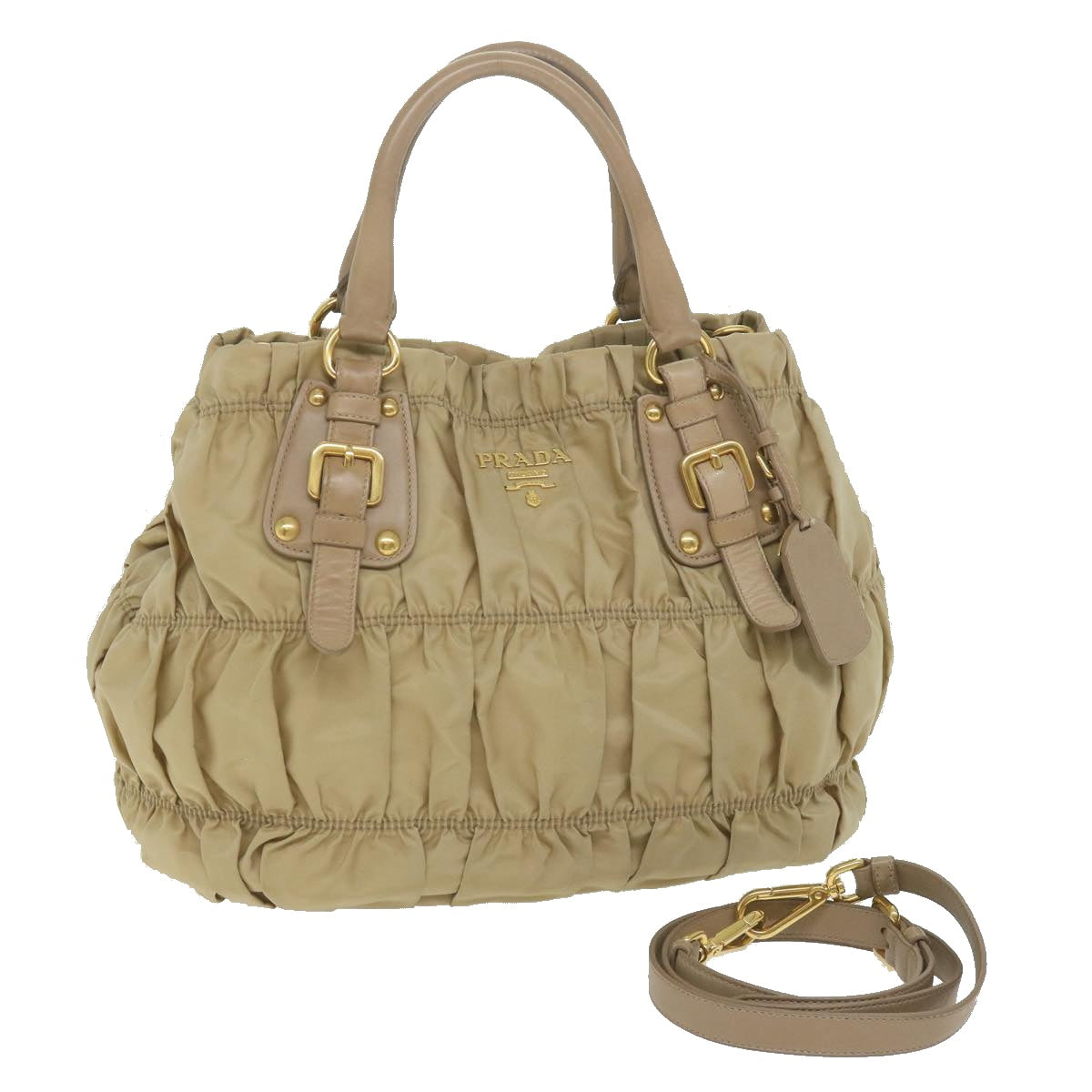 Prada Beige Synthetic Handbag (Pre-Owned)