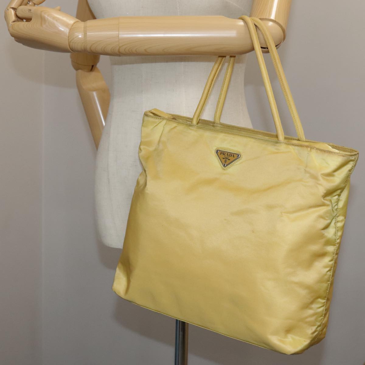 Prada Re-Nylon Yellow Metal Handbag (Pre-Owned)