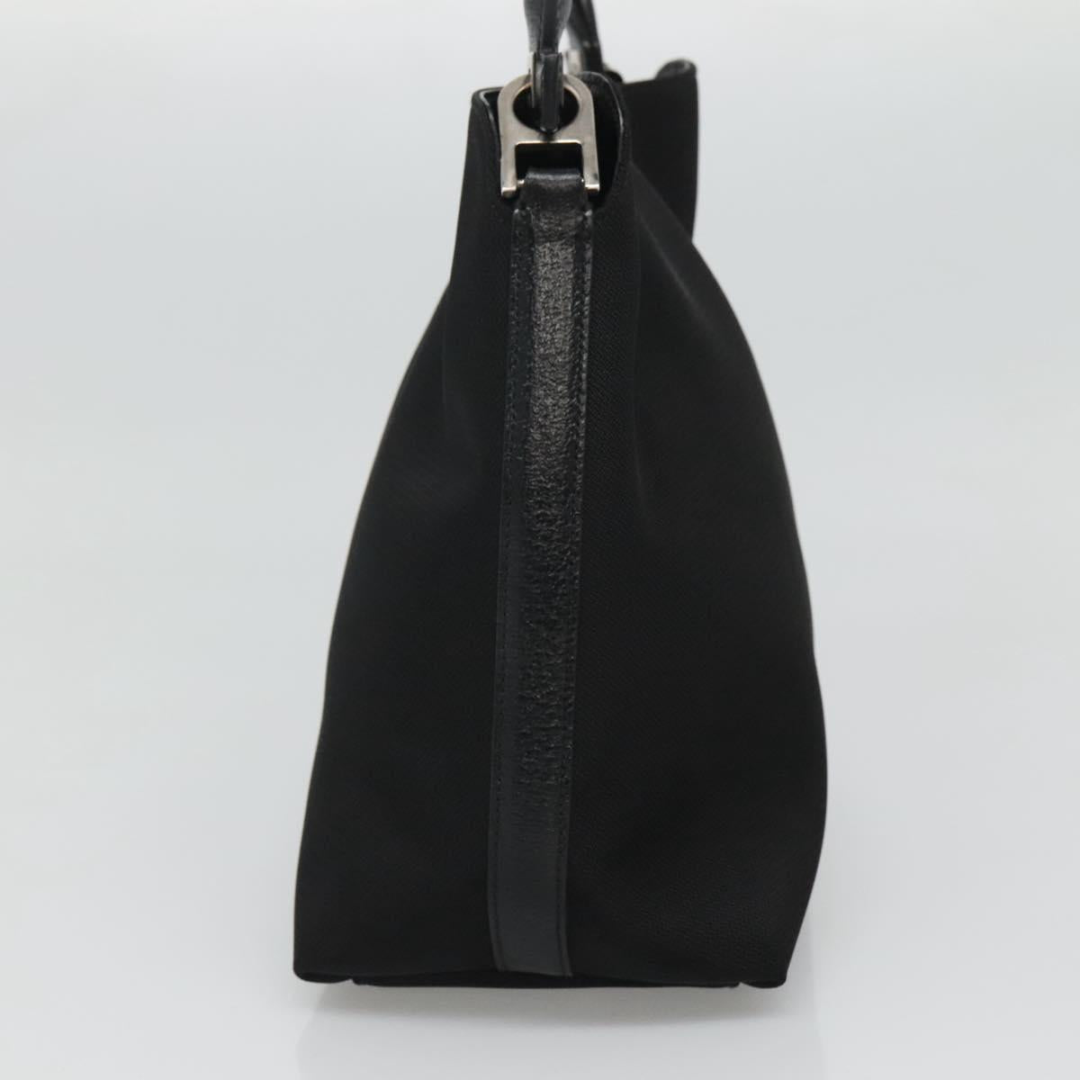 Salvatore Ferragamo Gancini Black Canvas Handbag (Pre-Owned)