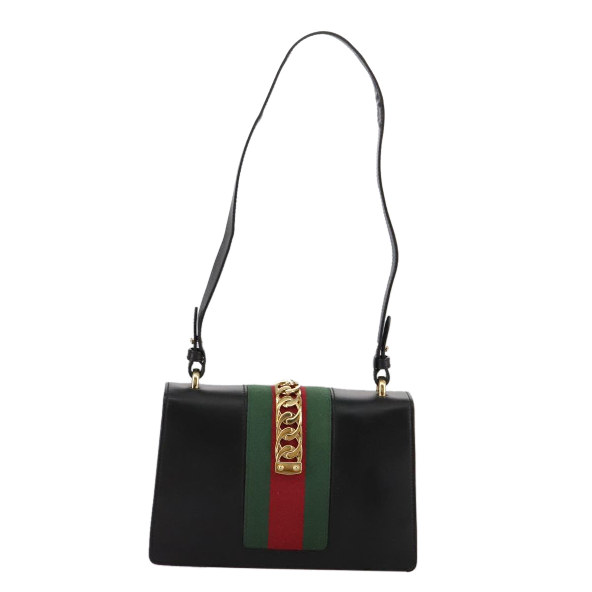 Gucci Sylvie Black Leather Shoulder Bag (Pre-Owned)