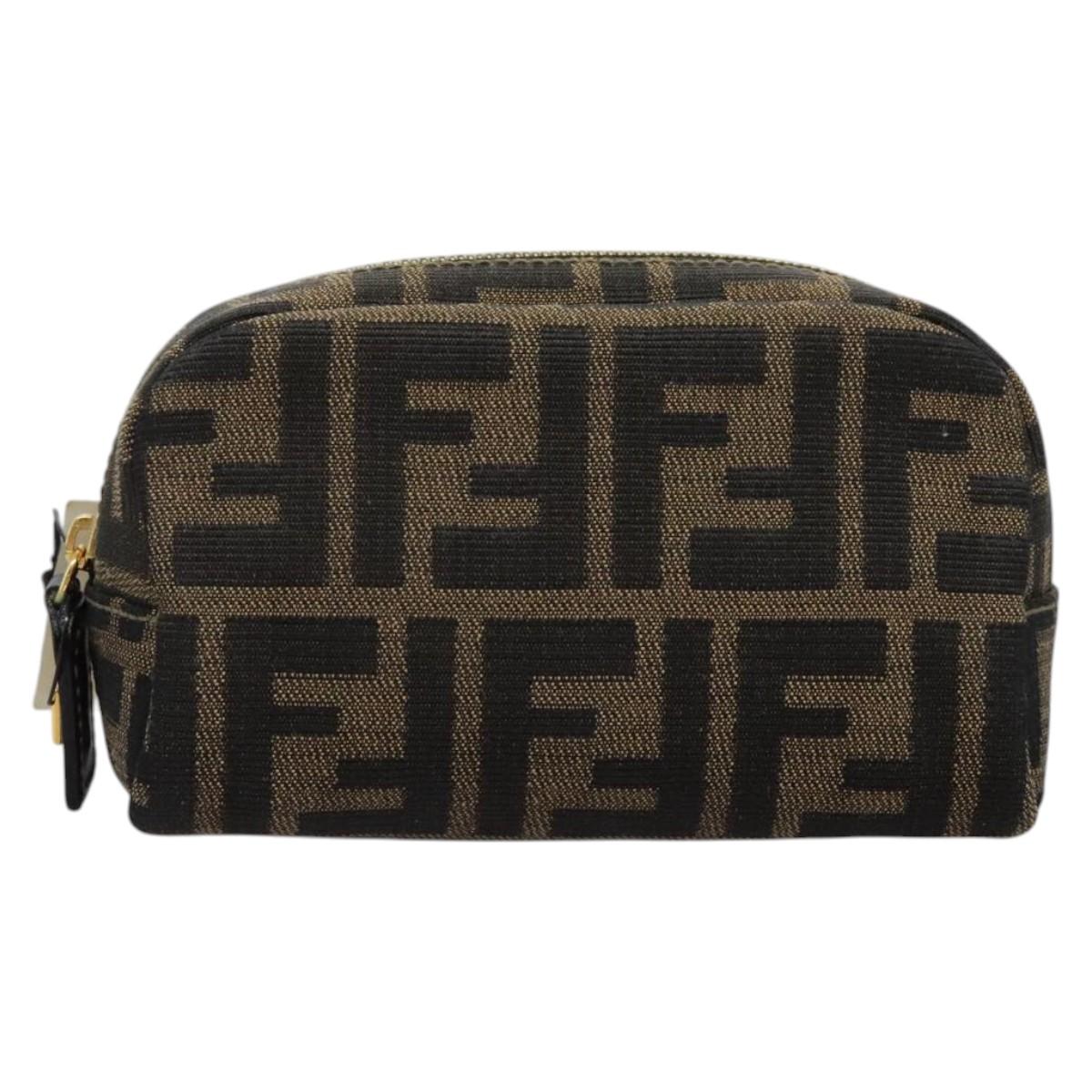 Fendi Zucca Brown Canvas Clutch Bag (Pre-Owned)