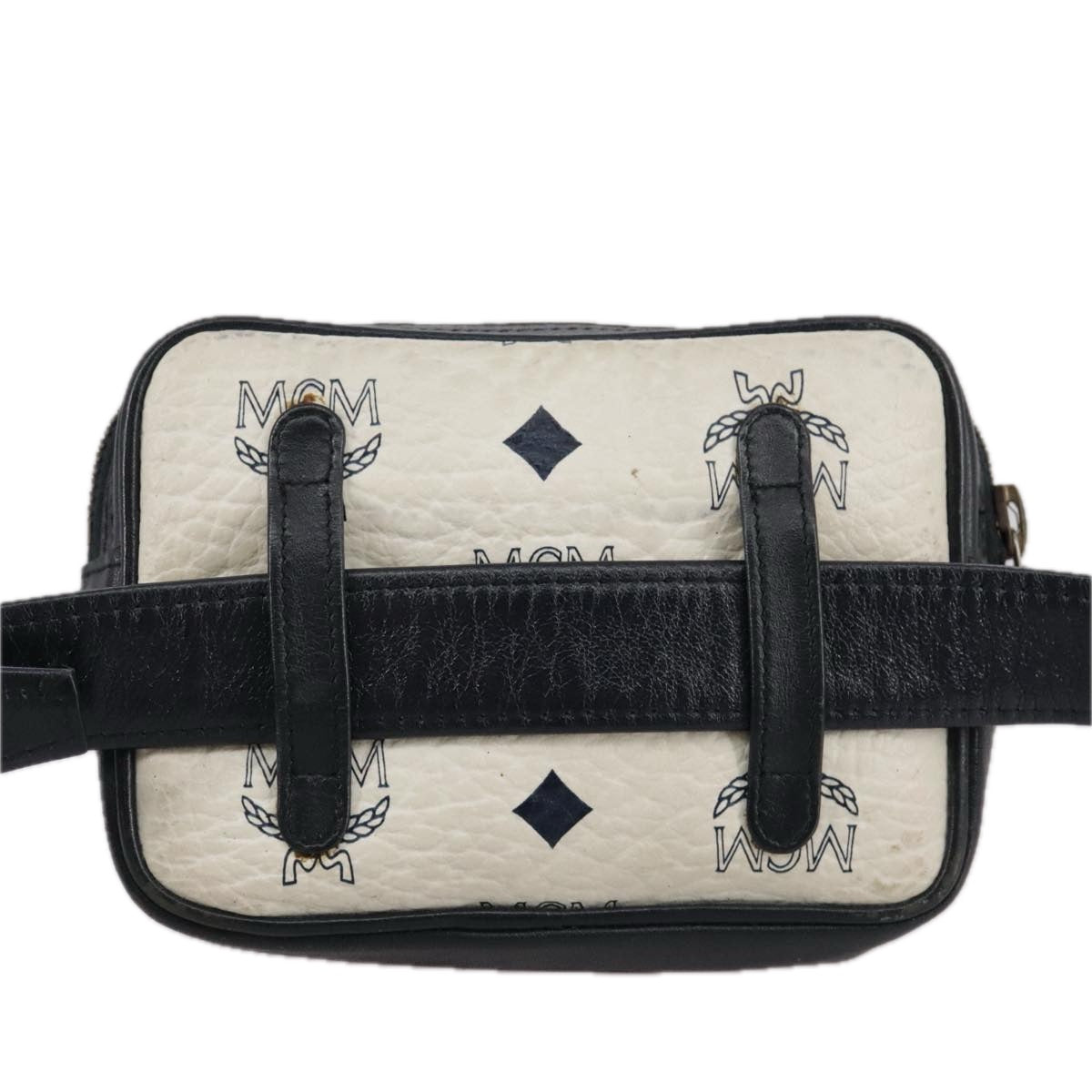 MCM Visetos White Canvas Shoulder Bag (Pre-Owned)