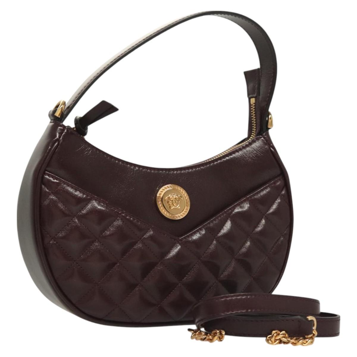 Versace Brown Leather Shoulder Bag (Pre-Owned)