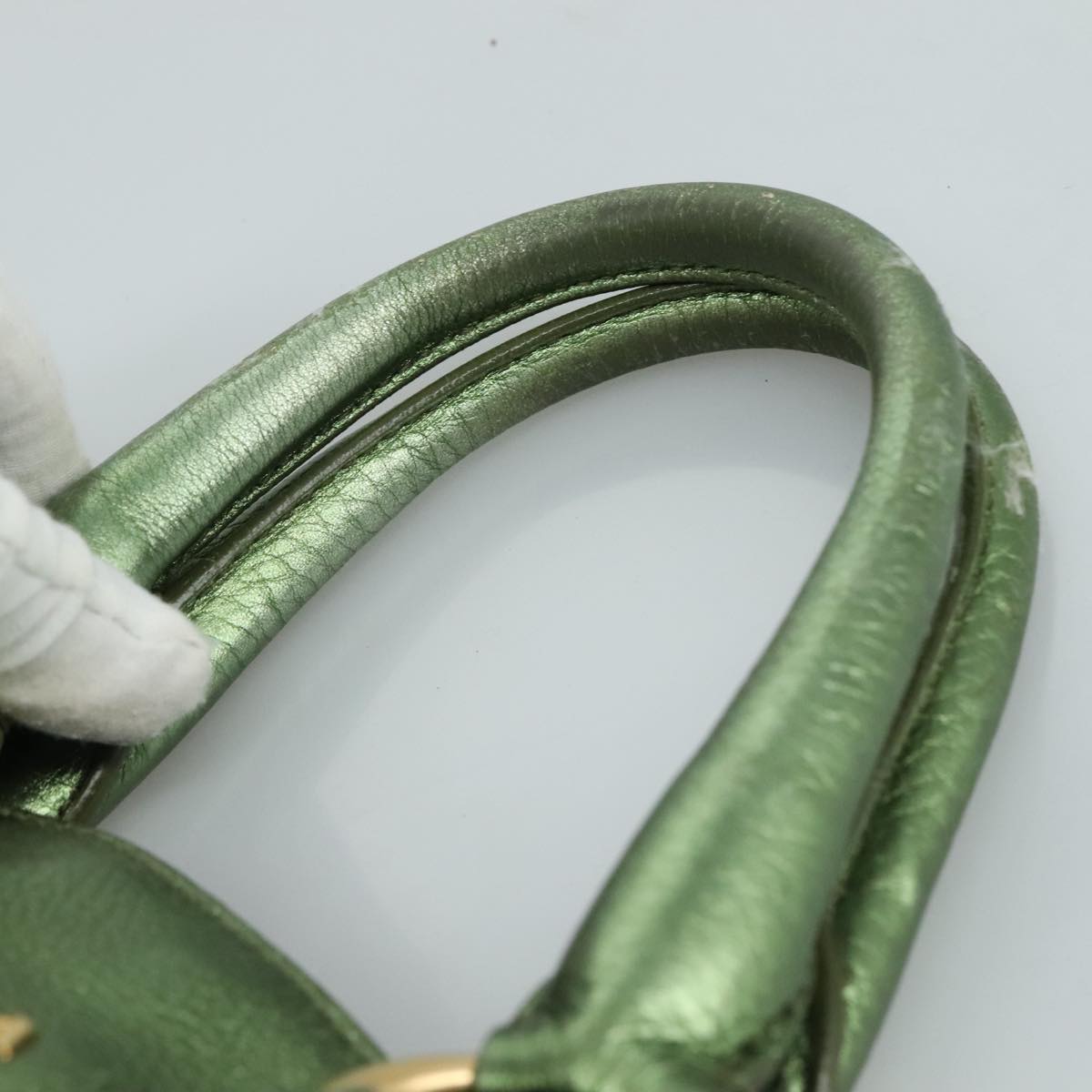 Prada Saffiano Green Leather Tote Bag (Pre-Owned)