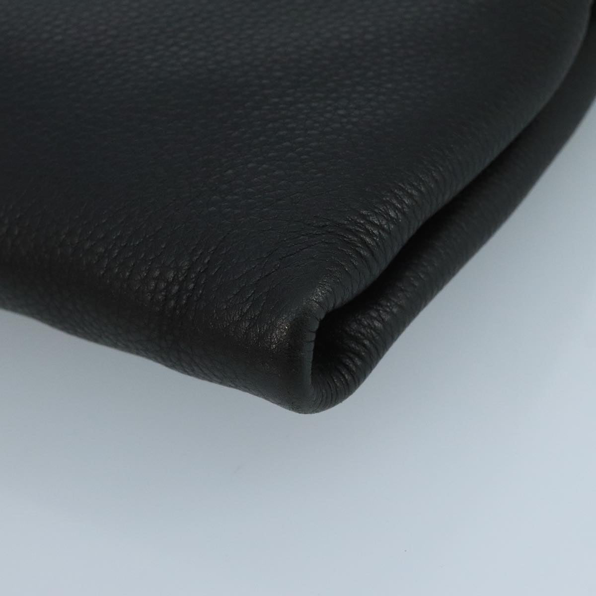 Prada Triangle Logo Black Leather Clutch Bag (Pre-Owned)