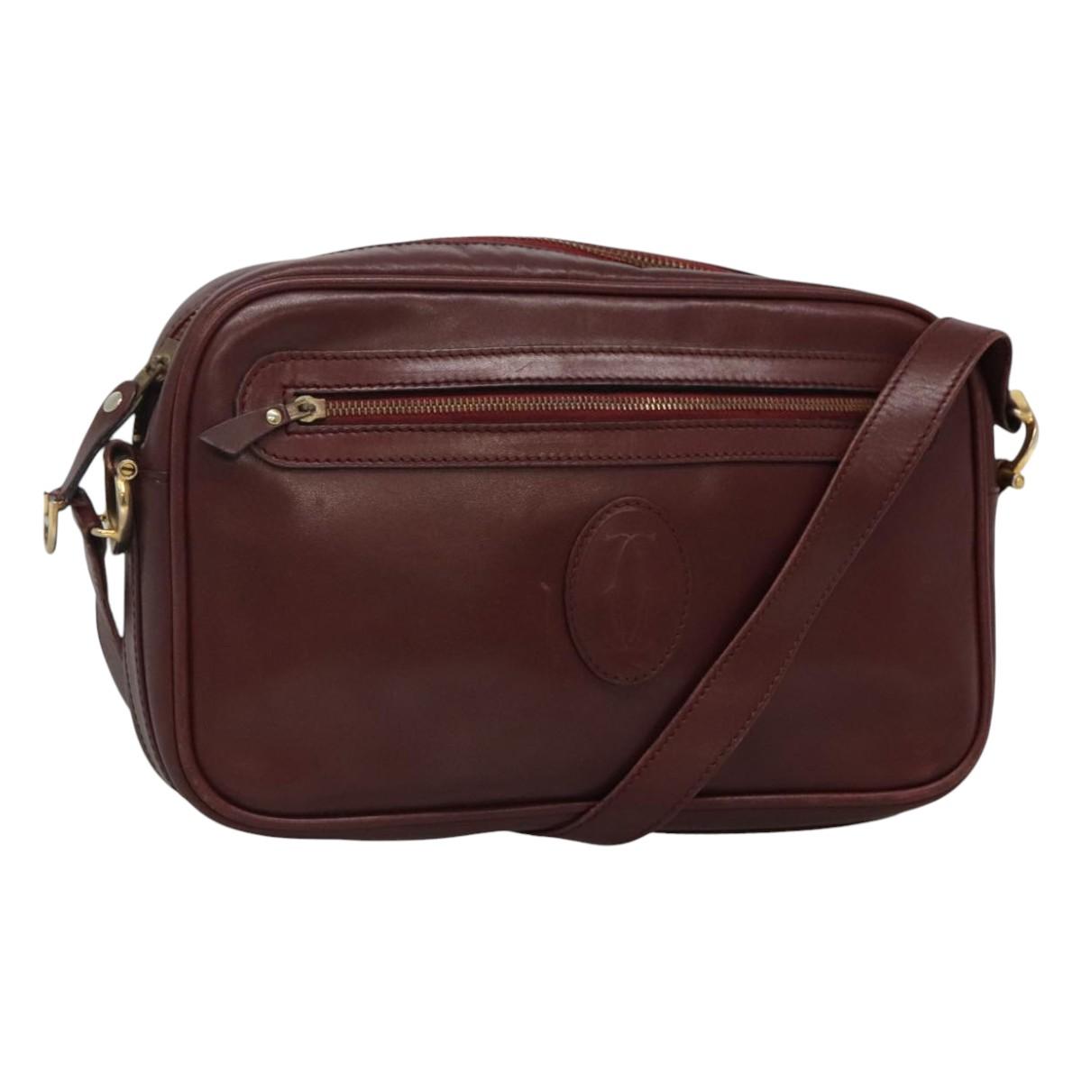 Cartier Must Line Burgundy Leather Shoulder Bag (Pre-Owned)