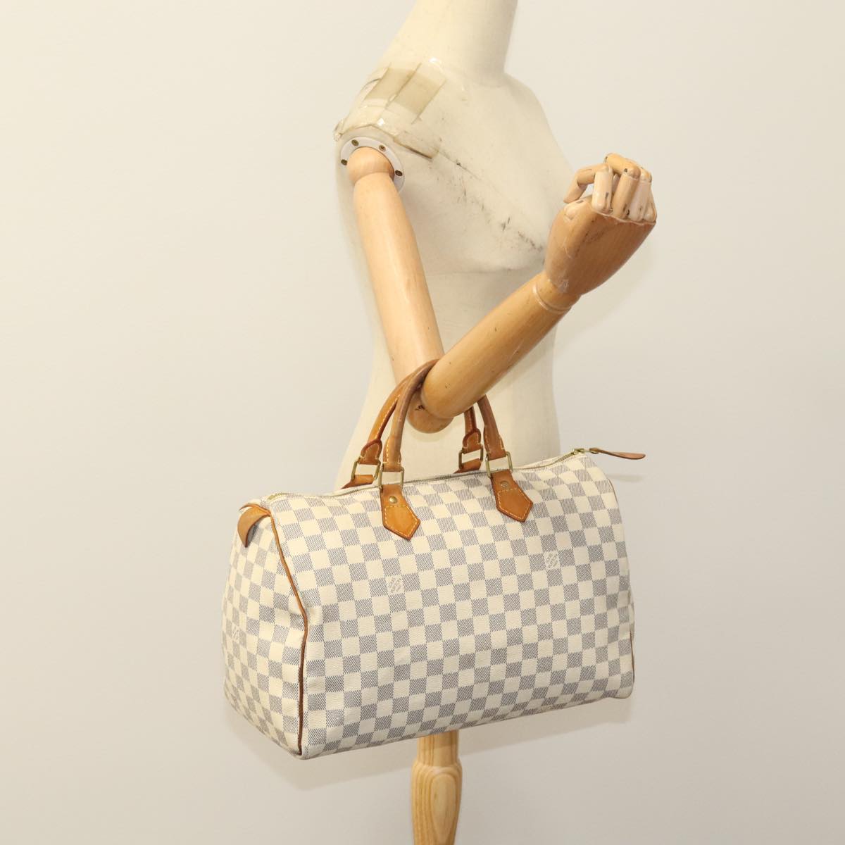 Louis Vuitton Speedy 35 White Canvas Handbag (Pre-Owned)