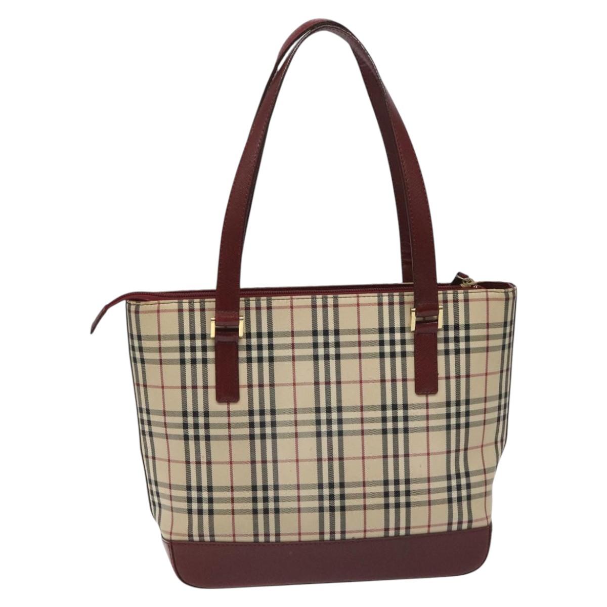 Burberry Nova Check Beige Canvas Tote Bag (Pre-Owned)
