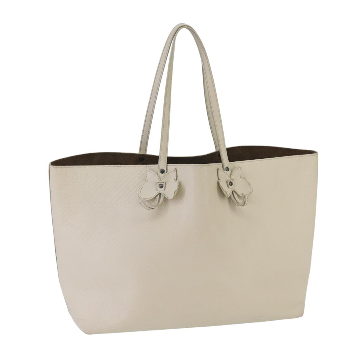 Bottega Veneta Cabas White Leather Tote Bag (Pre-Owned)