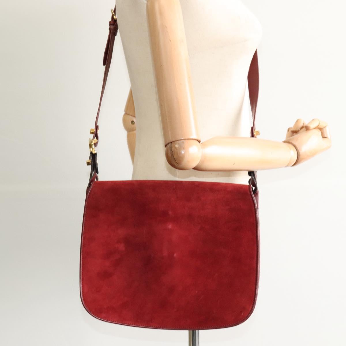 Cartier Must De Cartier Burgundy Suede Shoulder Bag (Pre-Owned)