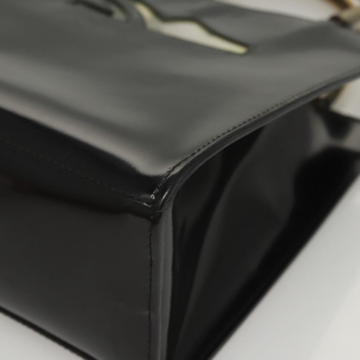 Salvatore Ferragamo Wanda Black Patent Leather Handbag (Pre-Owned)