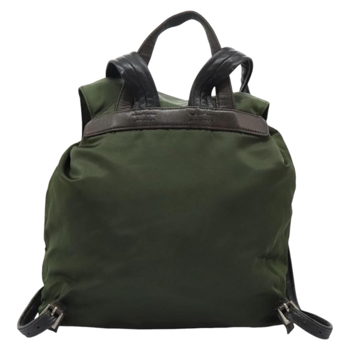 Prada Re-Nylon Khaki Synthetic Backpack Bag (Pre-Owned)