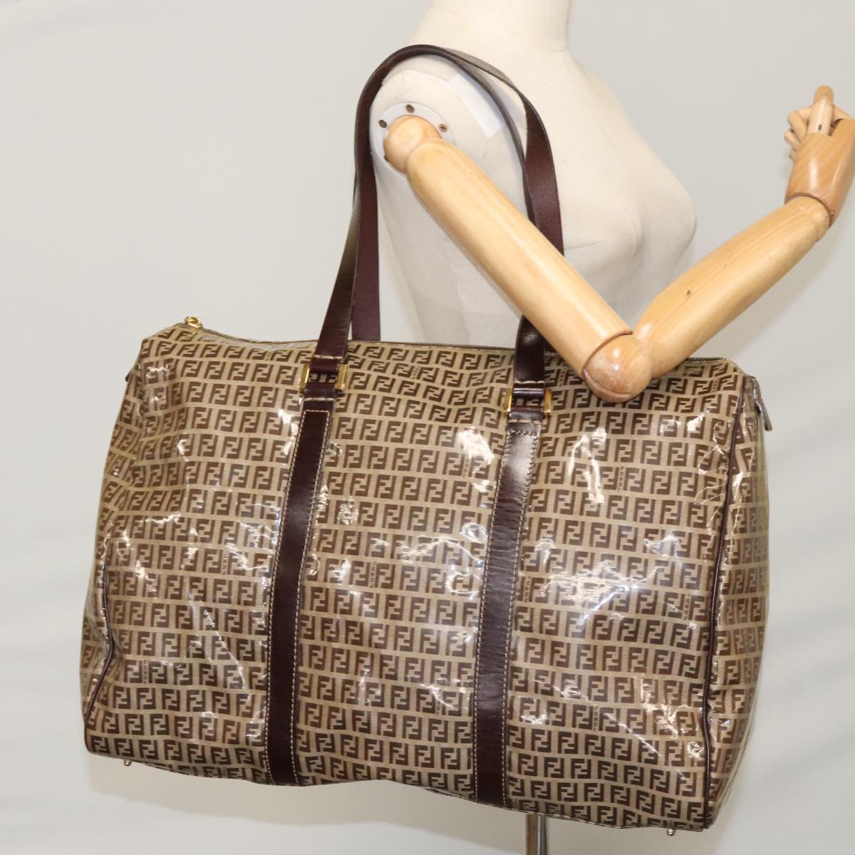 Fendi Zucchino Brown Canvas Travel Bag (Pre-Owned)