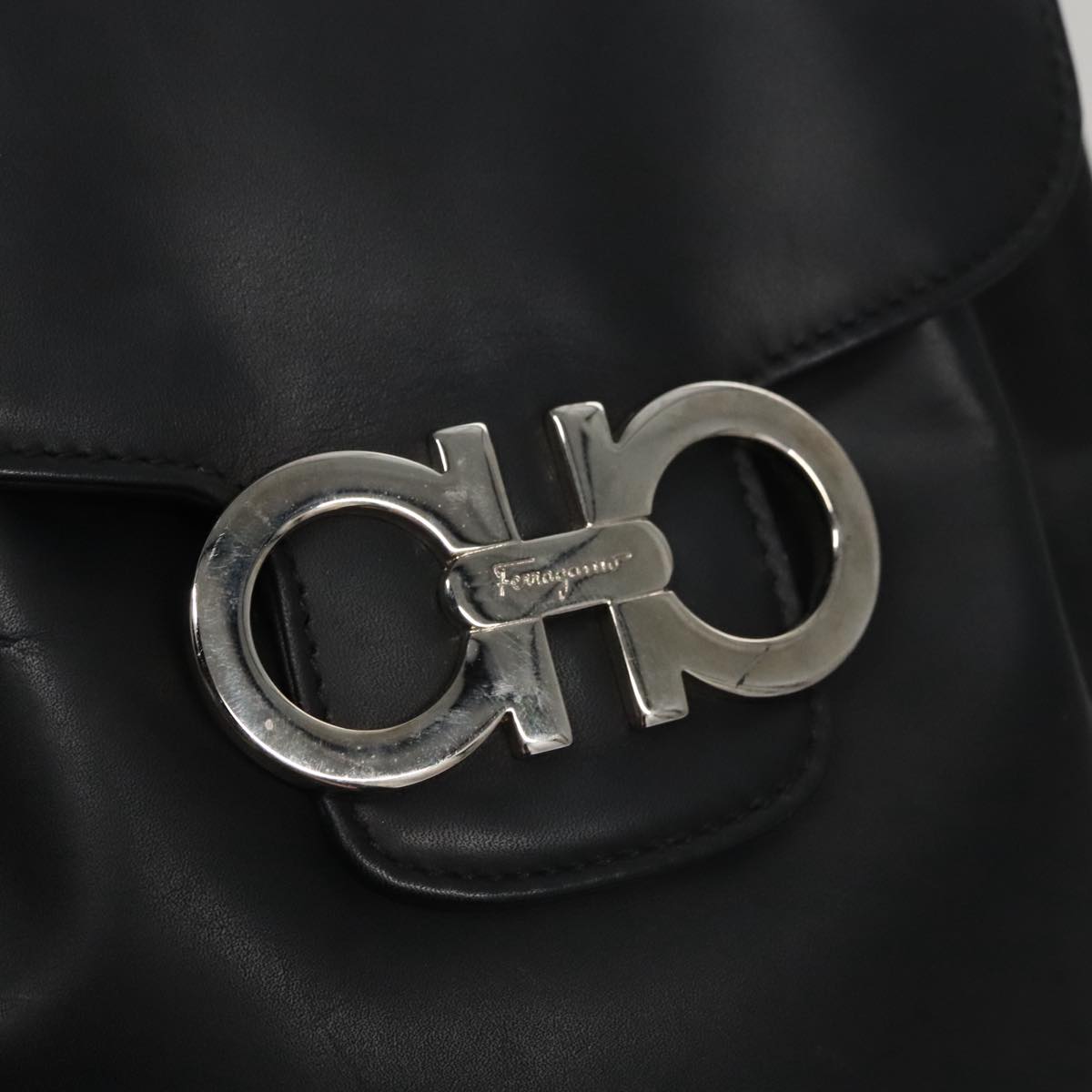 Salvatore Ferragamo Gancini Black Leather Backpack Bag (Pre-Owned)