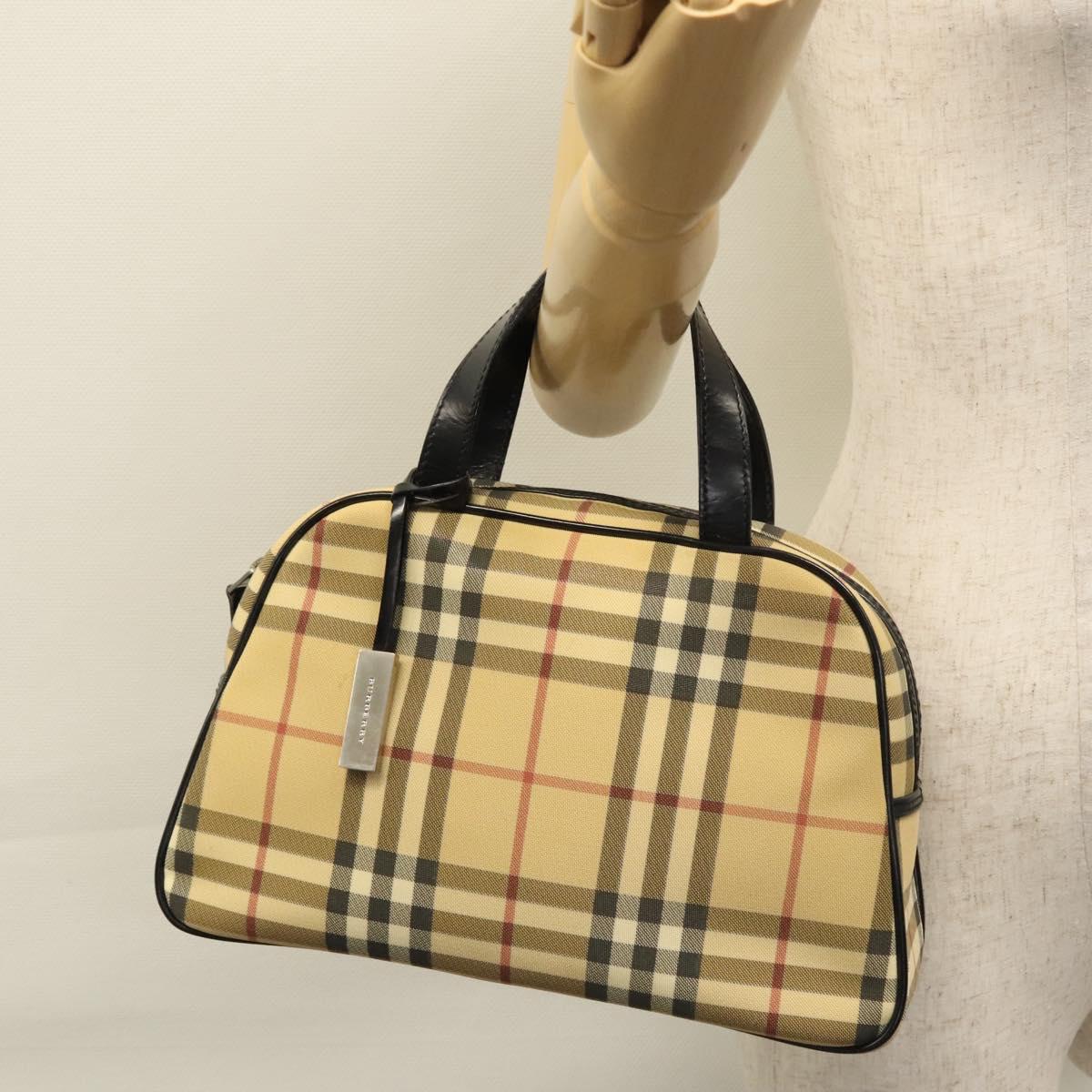 Burberry Nova Check Beige Canvas Handbag (Pre-Owned)