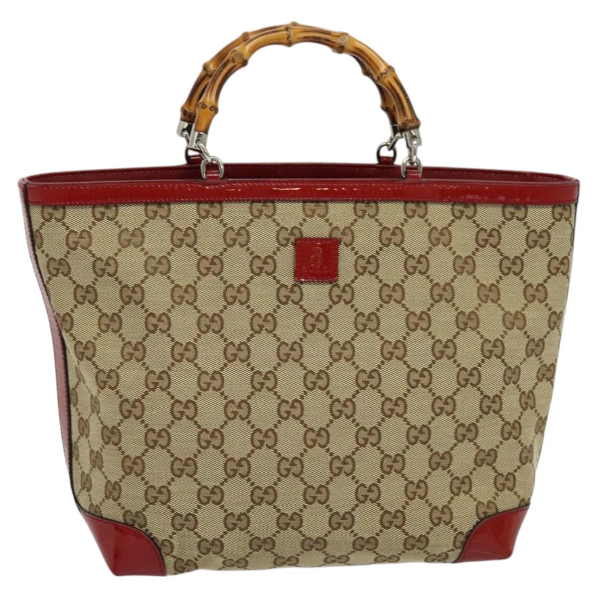 Gucci Bamboo Beige Canvas Tote Bag (Pre-Owned)