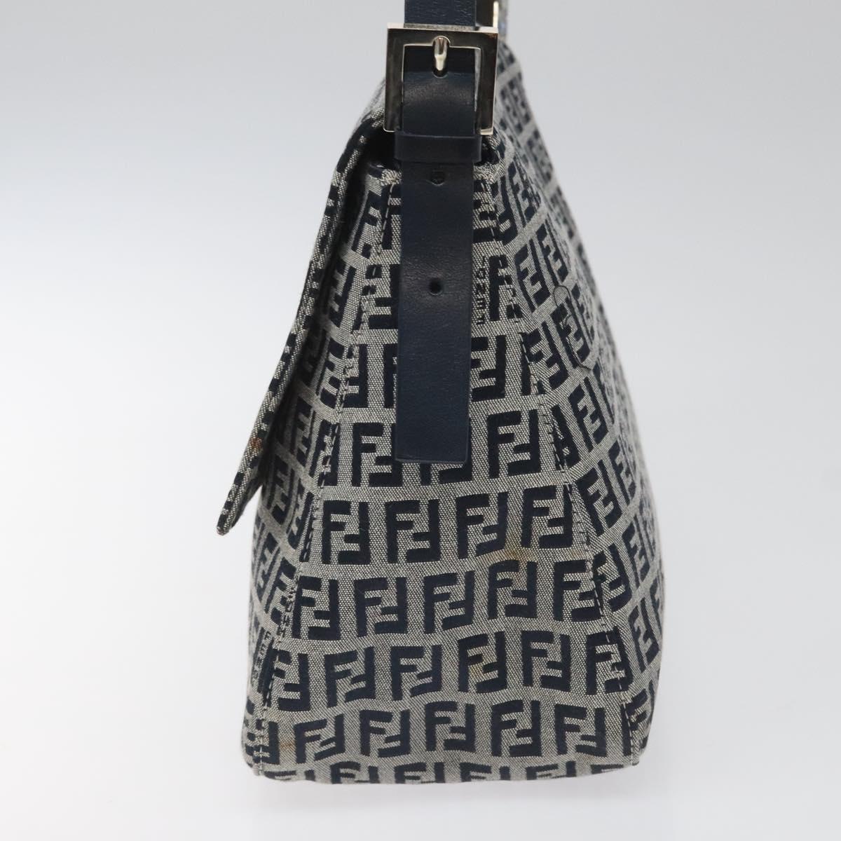 Fendi Mamma Baguette Navy Canvas Shoulder Bag (Pre-Owned)