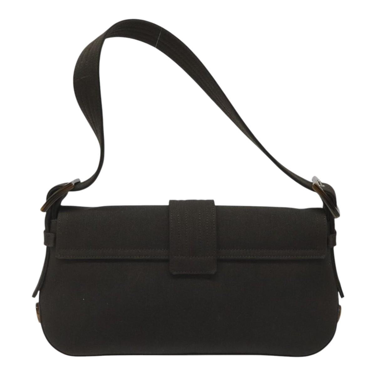 Salvatore Ferragamo Gancini Black Canvas Shoulder Bag (Pre-Owned)