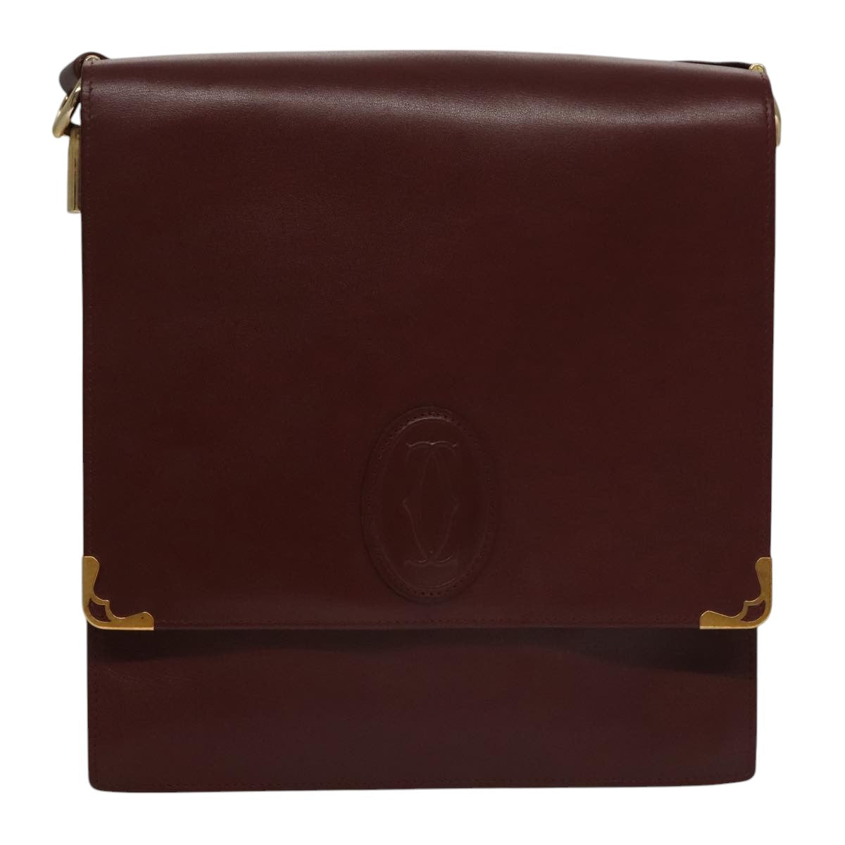 Cartier Must De Cartier Burgundy Leather Shoulder Bag (Pre-Owned)