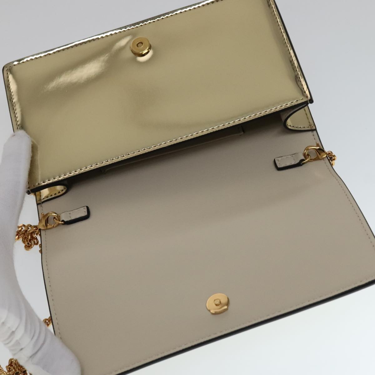 Versace Medusa Gold Patent Leather Shoulder Bag (Pre-Owned)