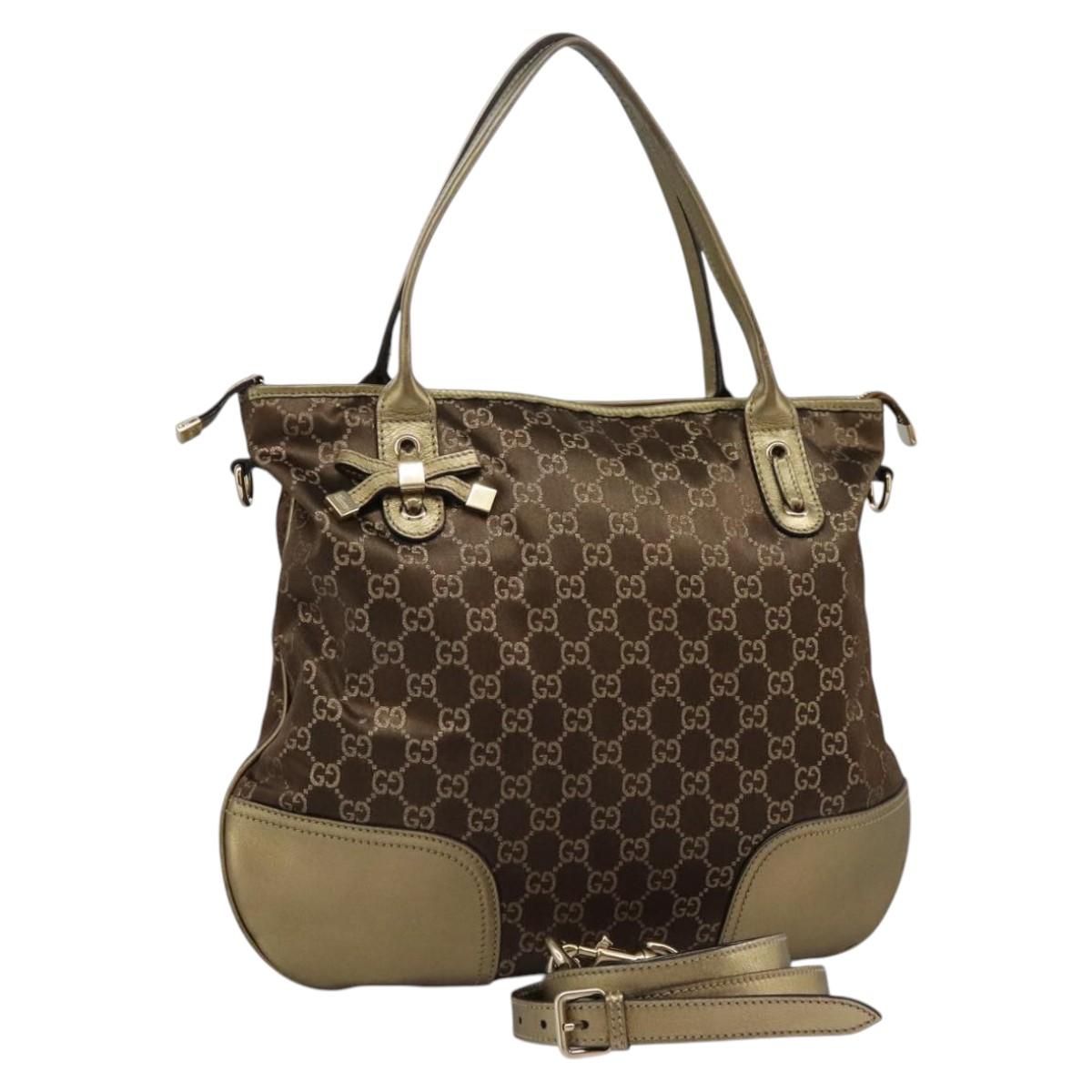 Gucci Princy Brown Canvas Tote Bag (Pre-Owned)