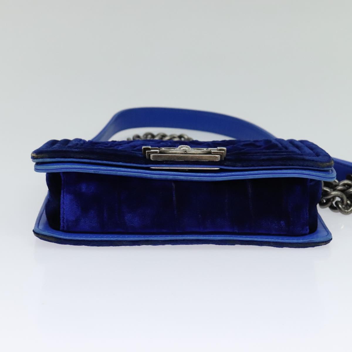 Chanel Boy Blue Velvet Shoulder Bag (Pre-Owned)