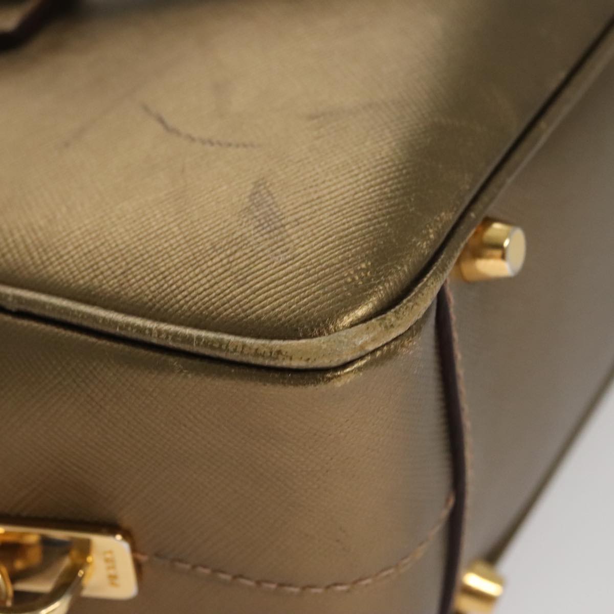 Prada Bauletto Gold Leather Handbag (Pre-Owned)