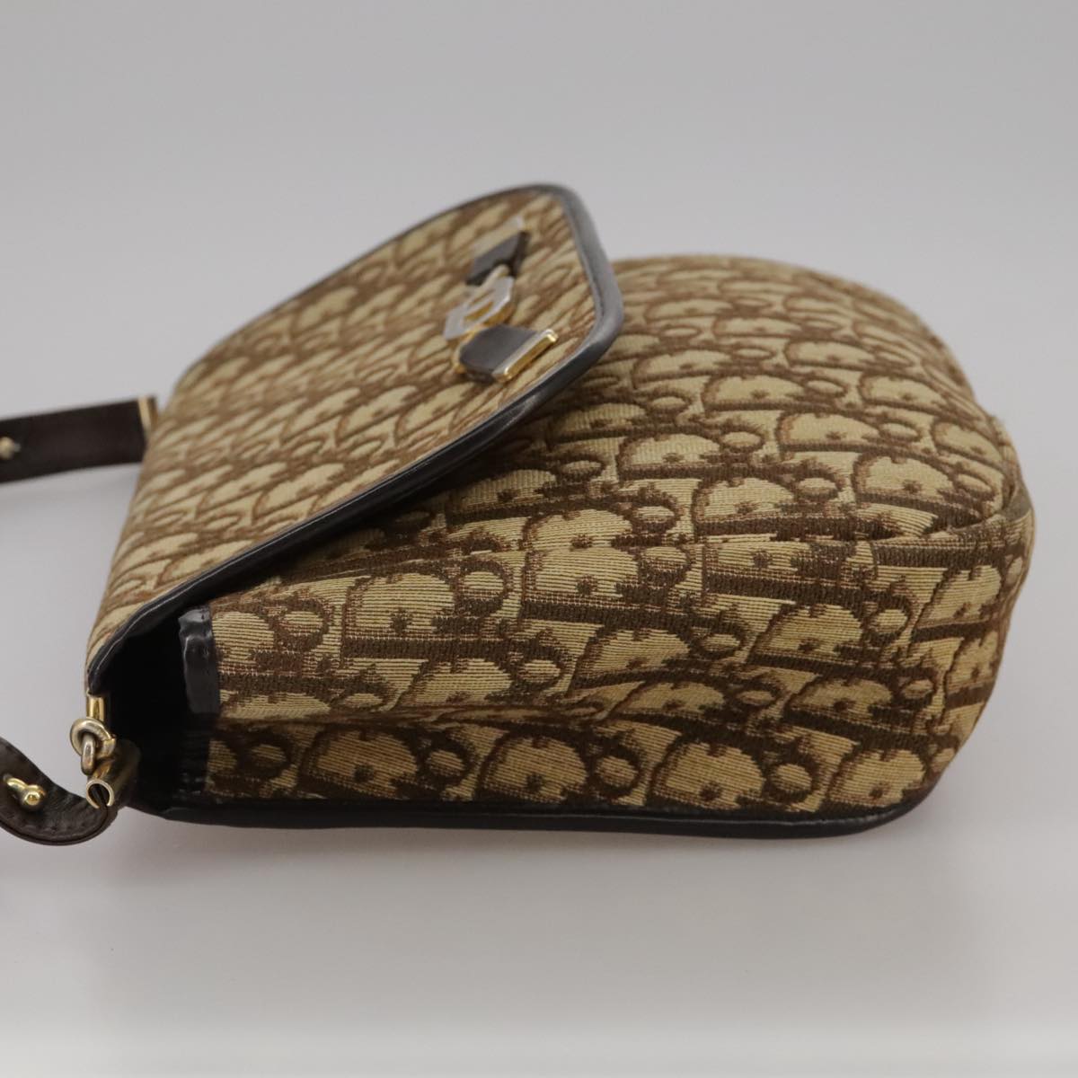 Dior Trotter Brown Canvas Shoulder Bag (Pre-Owned)