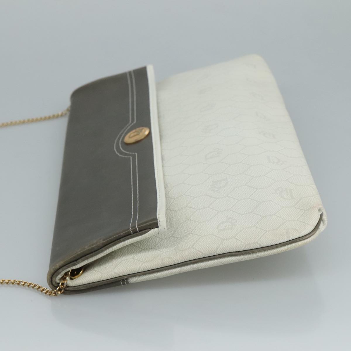 Dior Honeycomb White Canvas Shoulder Bag (Pre-Owned)
