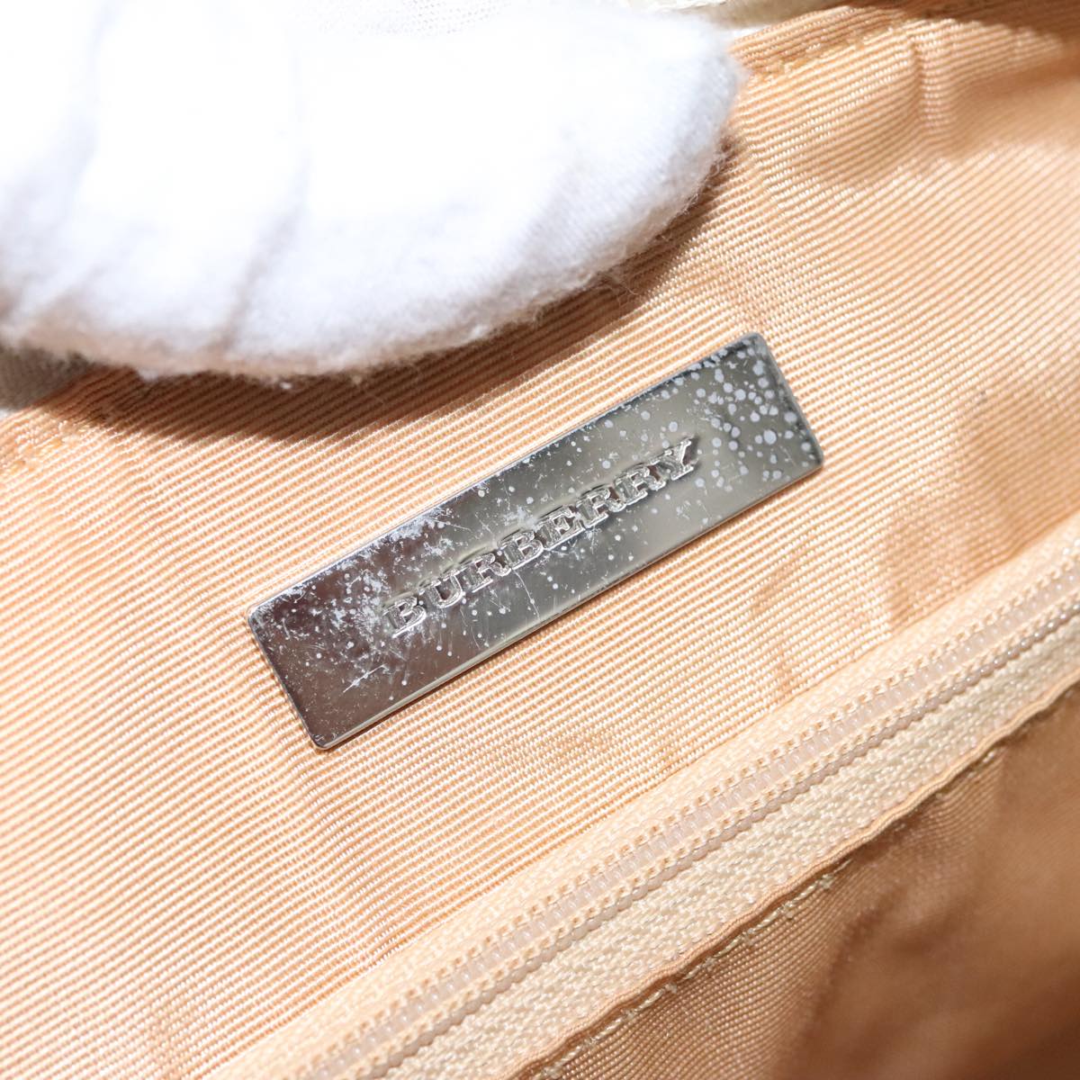 Burberry Nova Check Beige Canvas Handbag (Pre-Owned)