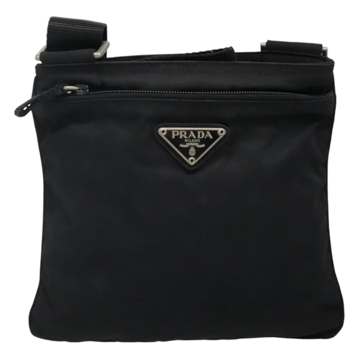 Prada Tessuto Black Synthetic Shoulder Bag (Pre-Owned)