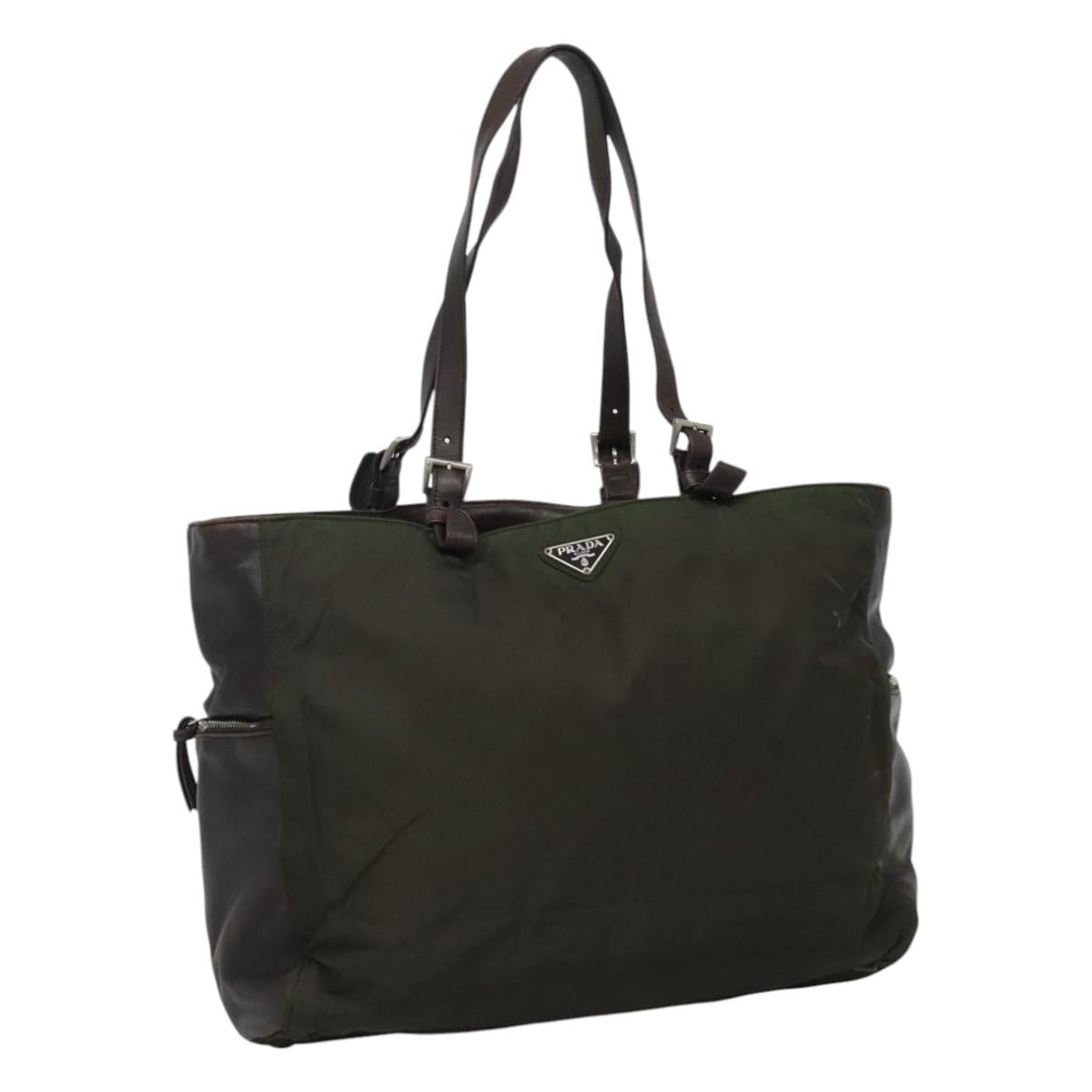 Prada Tessuto Green Synthetic Tote Bag (Pre-Owned)